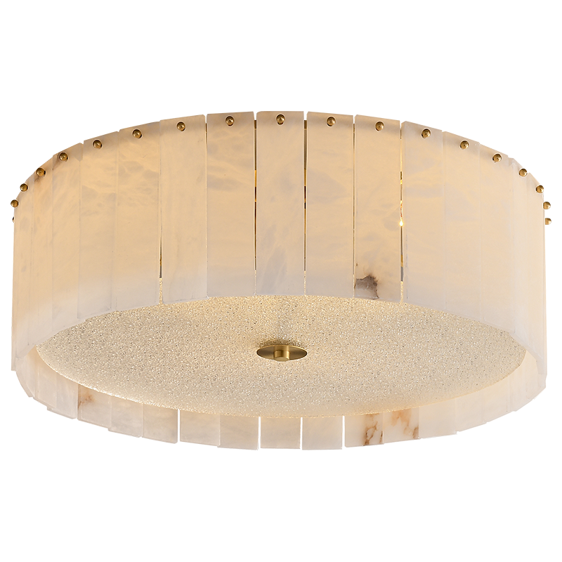 Living room round luxury brass ceiling lamp home decor fancy led circle light natural marble shade modern bedroom ceiling light